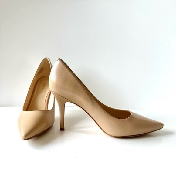 Nine West Jackpot Nude Tan Leather Pumps Pointed Toe US 7.5 - Picture 8 of 9